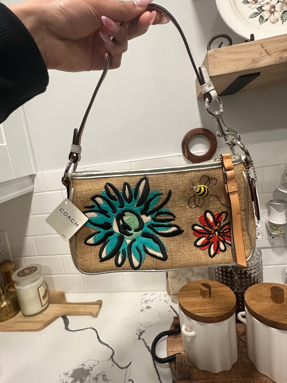 COACH Limited Edition Straw Floral Bumble Bee